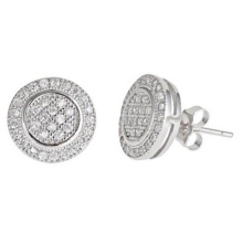 Micro Pave Einstellung Halo Ohrstecker 925 Silber Schmuck